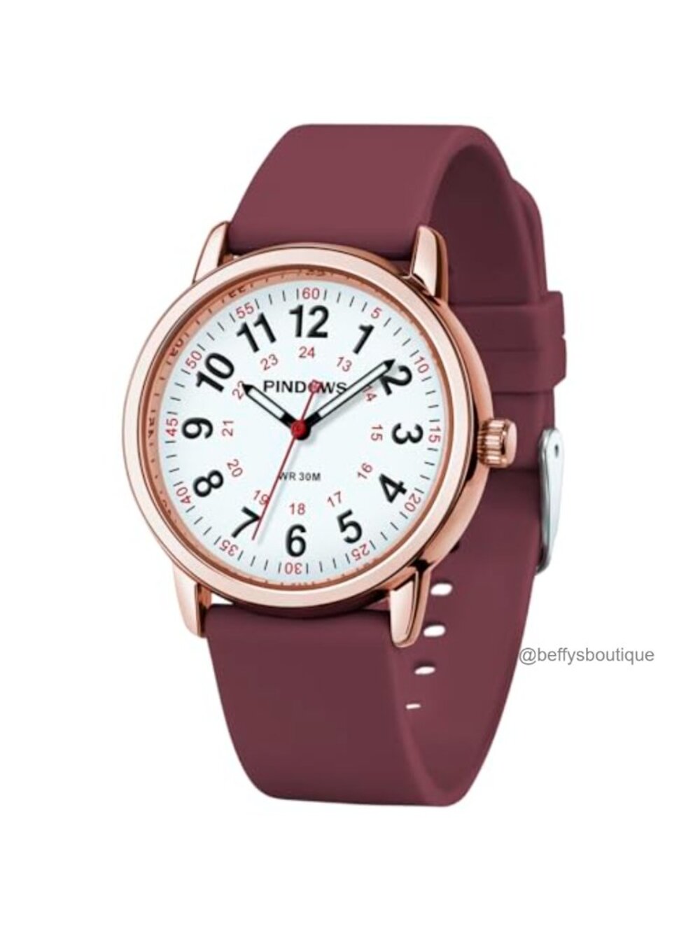 Nurse Watch Analog Quartz Luminous 12/24 Hour Easy Read Silicone Band